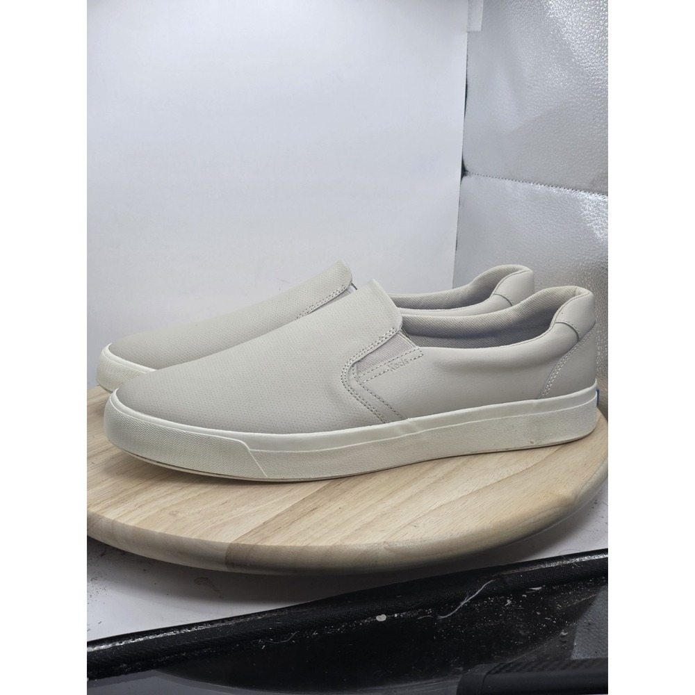Men's Size 12.5‎ - Keds Black/White Low Top Slip-On Leather Sneakers Rubber Sole